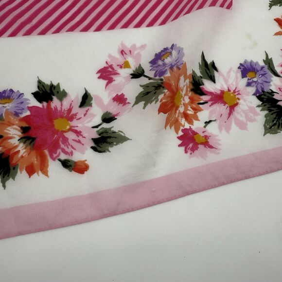 Vintage Unbranded Floral Stripe Square Scarf Italy Accessory - Picture 3 of 10